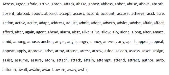 英语双音节单词列表