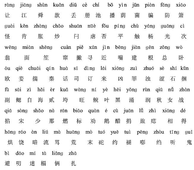 汉语单音节字词